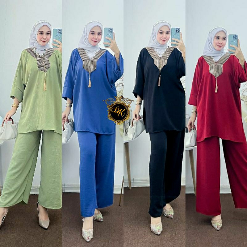 Setelan Nagita Renda Jumbo Ld 140| Setelan Lengan Panjang Renda  Ld 140 Cringkel | Setcel Arabian Ju