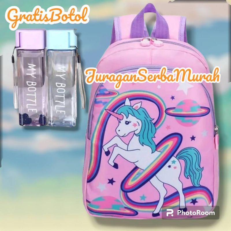 Tas Ransel Sekolah Perempuan TK SD Gtatis Botol