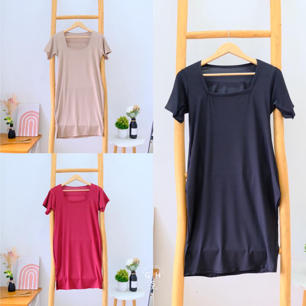 SYAHIBA DRESS BODYCON DRESS BELAH ATASAN WANITA REMAJA JERSEY PREMIUM (KJI)