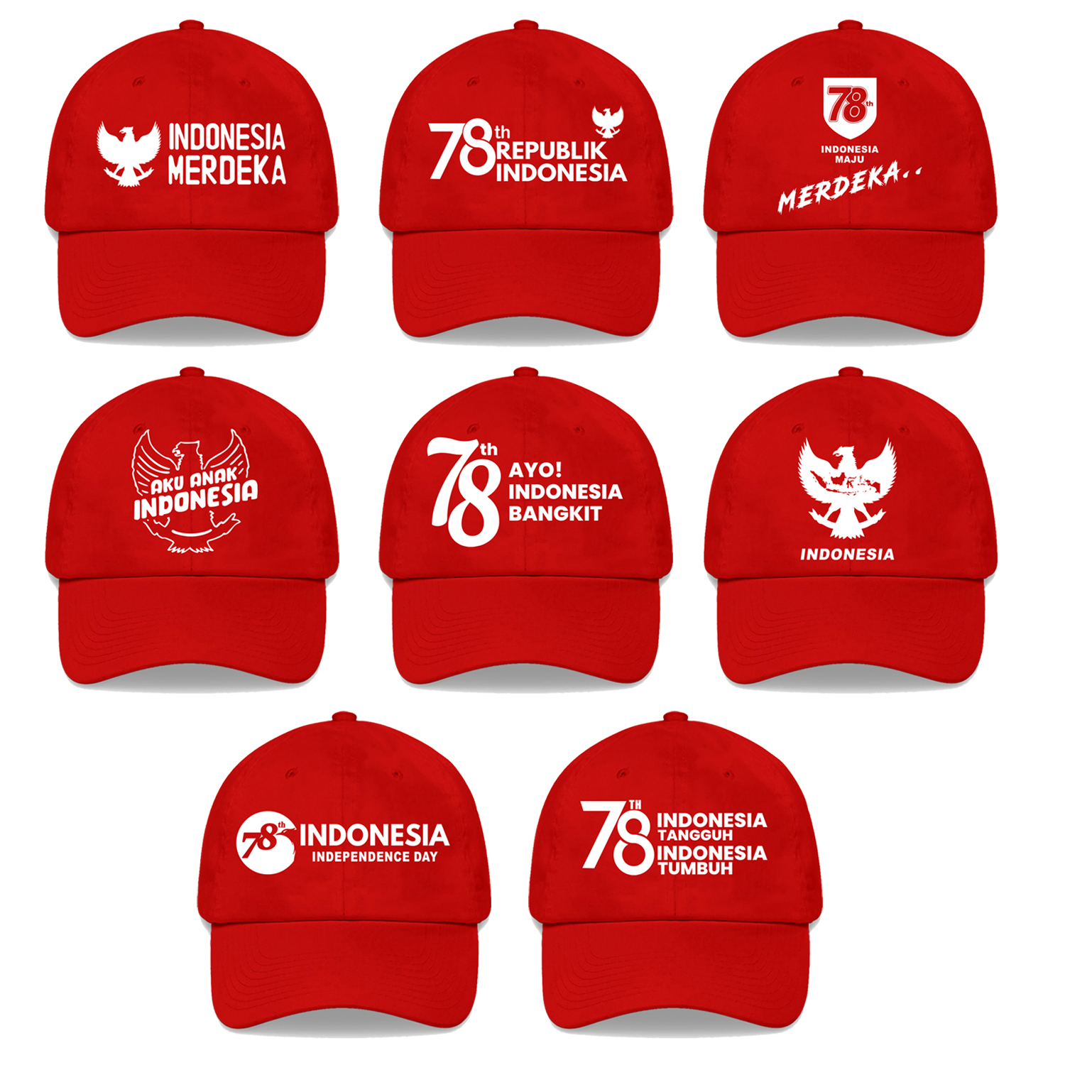 Topi Baseball Anak Couple 17 Kemerdekaan Agustus Indonesia topi Agustusan Indonesia Merdeka Anak Laki-laki &amp; Perempuan Dirgahayu Hari Kemerdekaan Independence Day Kaos Polos Senja