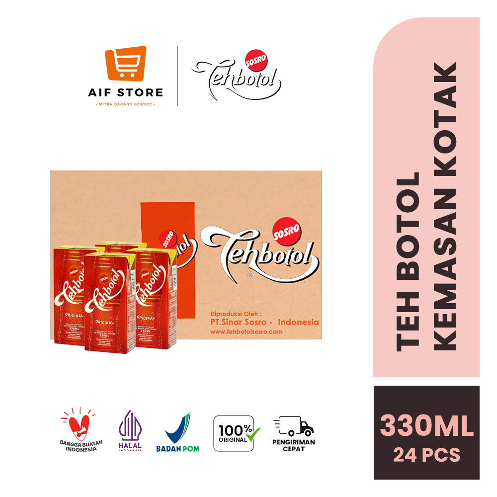 Teh Botol Sosro 1 Dus Kemasan Kotak isi 330 ml isi Original BPOM 24 pc