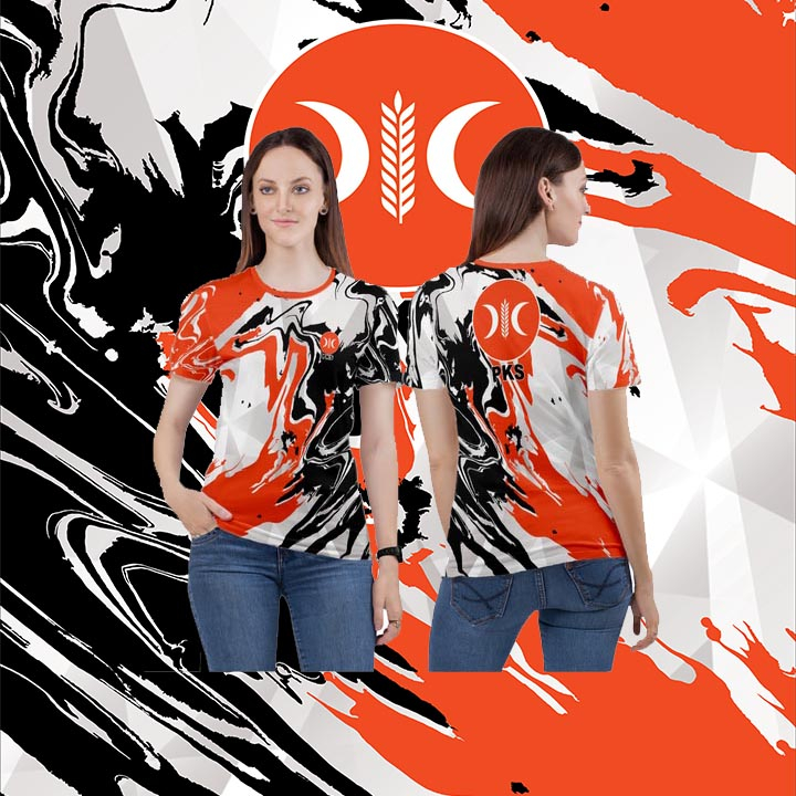 Baju Kaos Wanita Partai PKS 3D Fullprint Terbaru