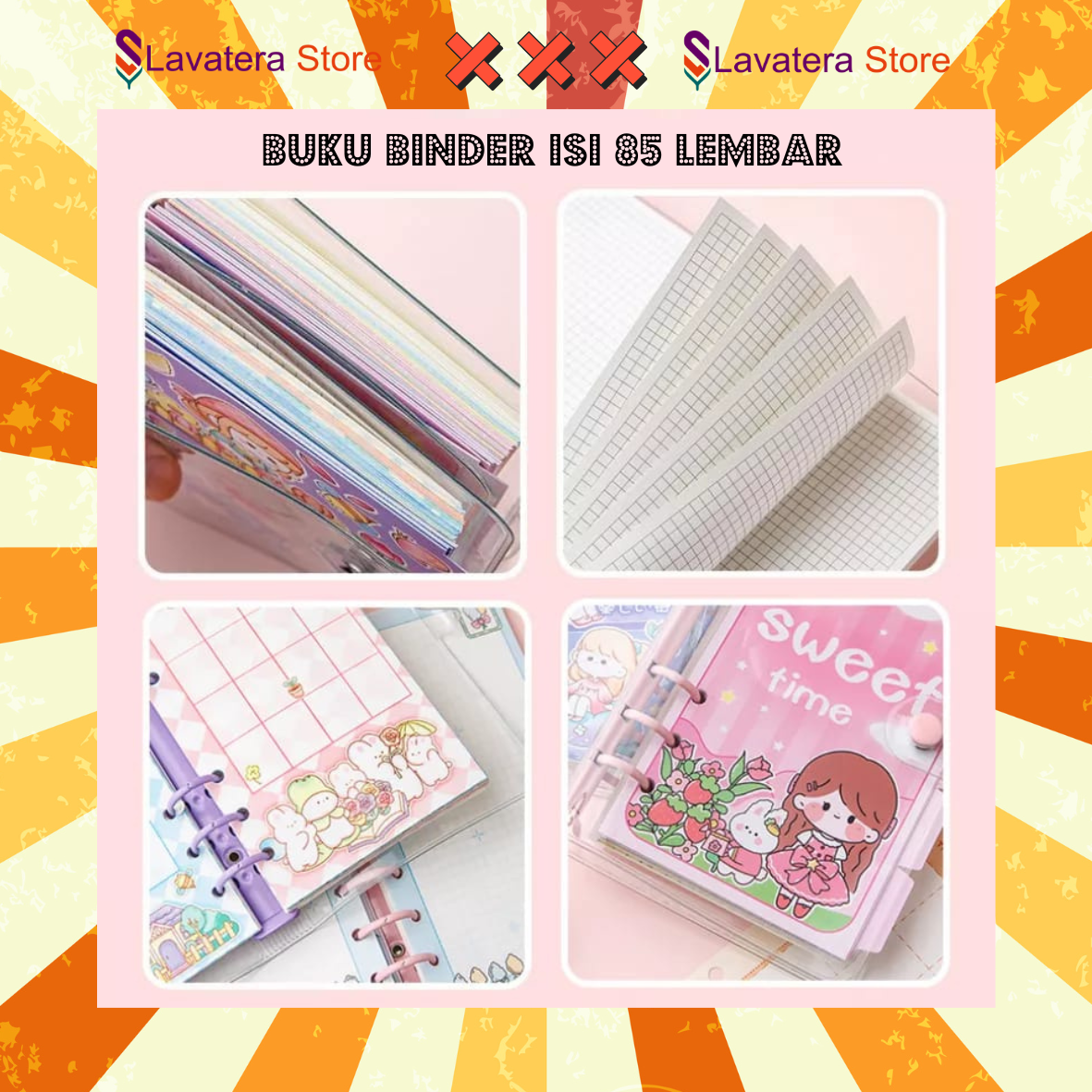 

LS - Buku binder isi 85 lembar loose-leaf paper, Design cover soft PVC plastik