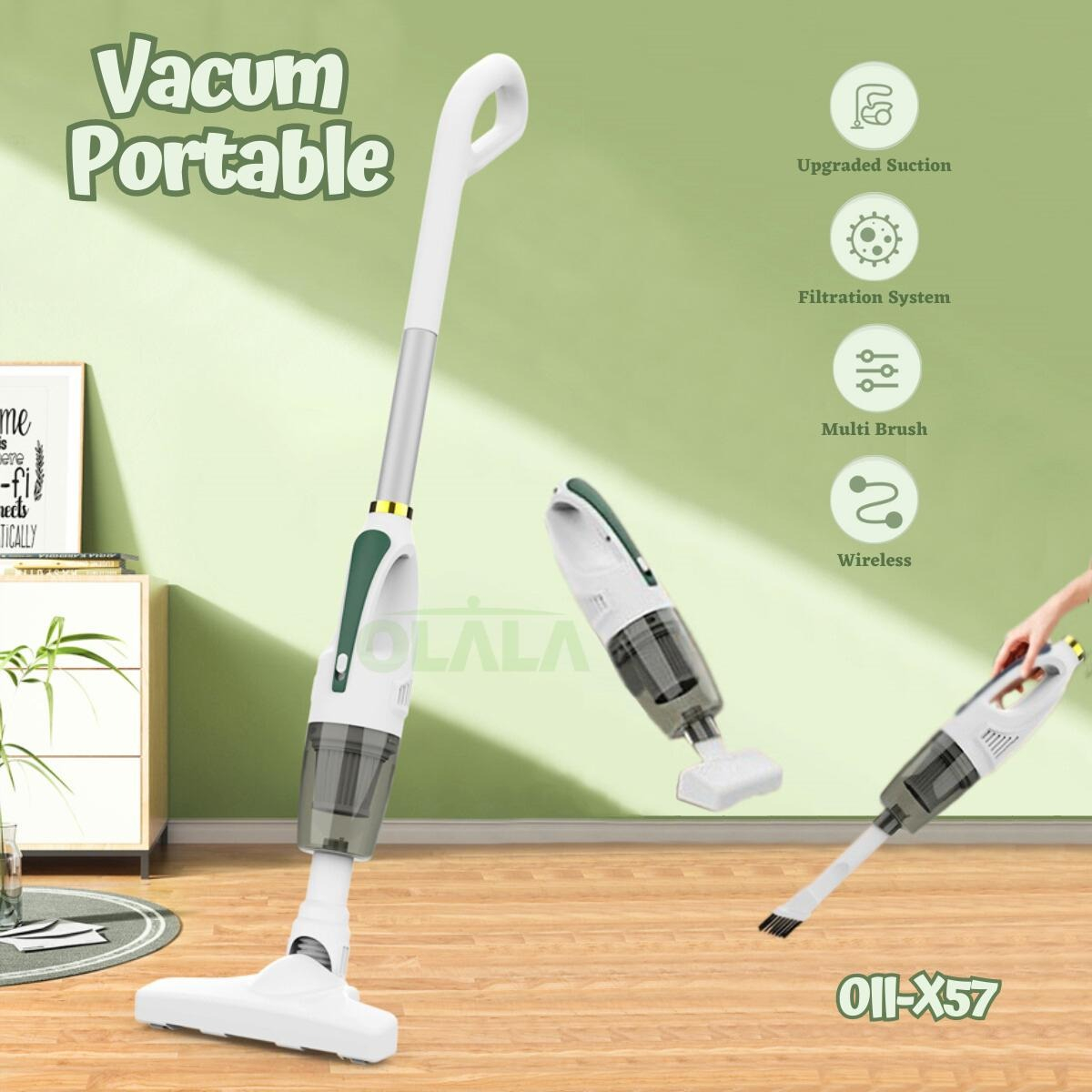 PORTABLE HANDHELD 2 IN 1 SILENT VACUUM CLEANER HOME PENYEDOT DEBU OLL-X57