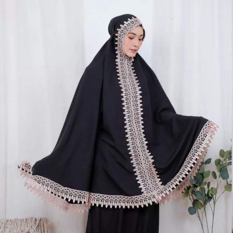 mukena dewasa azalea katun premium jumbo rawdoh renda mewah murah