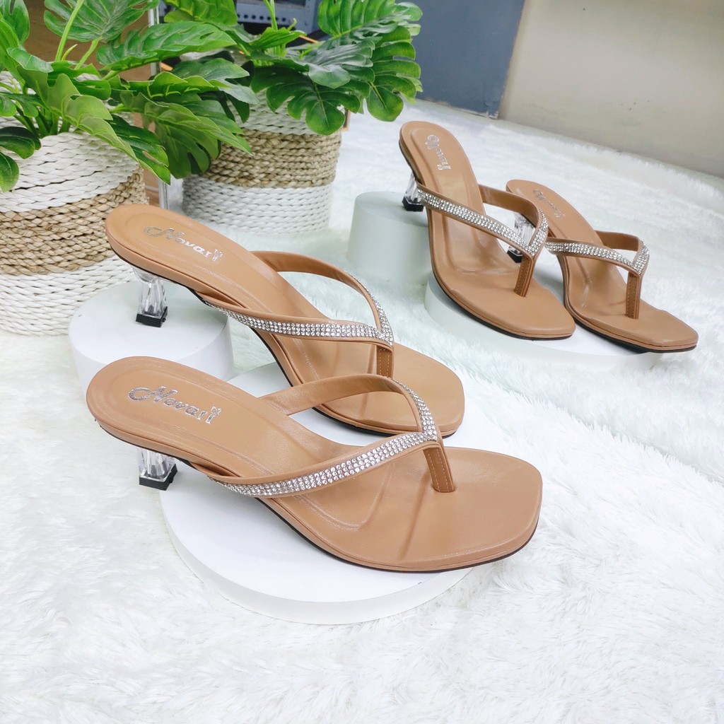 Sandal Wanita High Heels Kaca Terbaru Novari H06