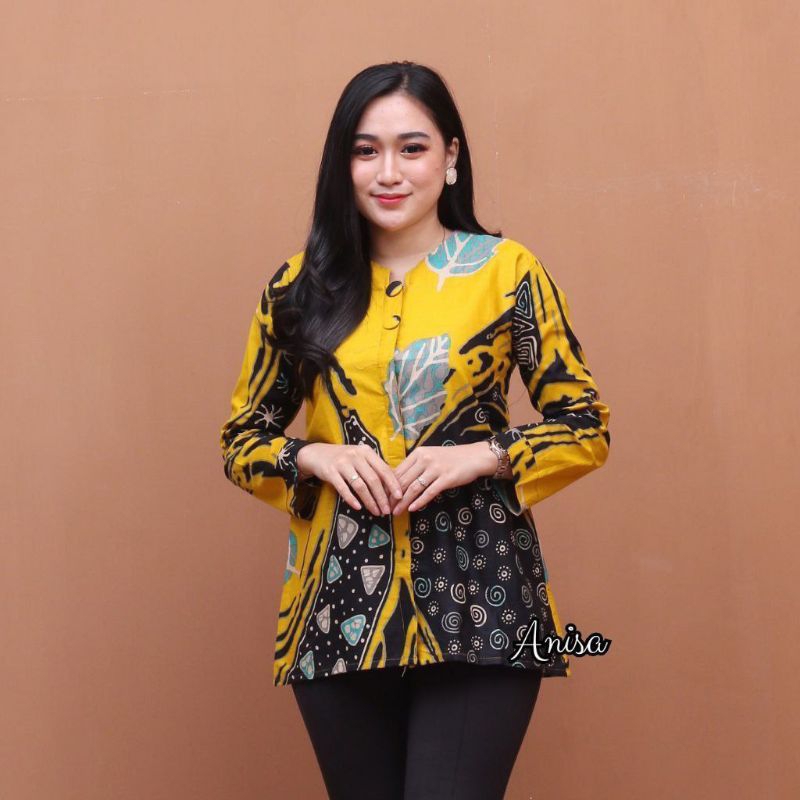 Atasan Blouse Batik Kerja Wanita Baju Batik Wanita Kantor Seragam M L XL XXL