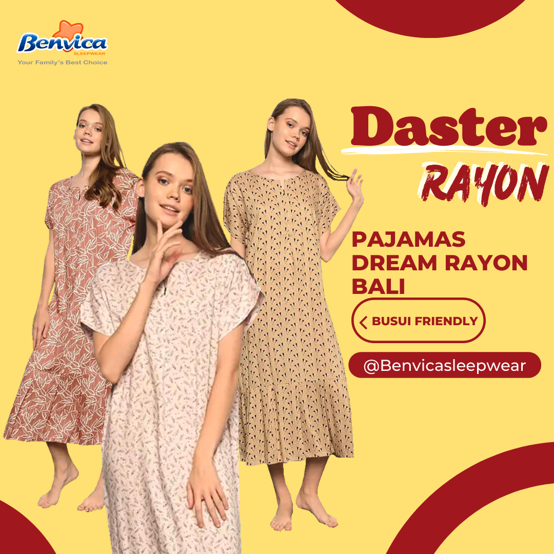 BAJU TIDUR DASTER LONG RAYON ALL SIZE M FIT XL  BUSUI ADEM BANYAK MOTIF PJD