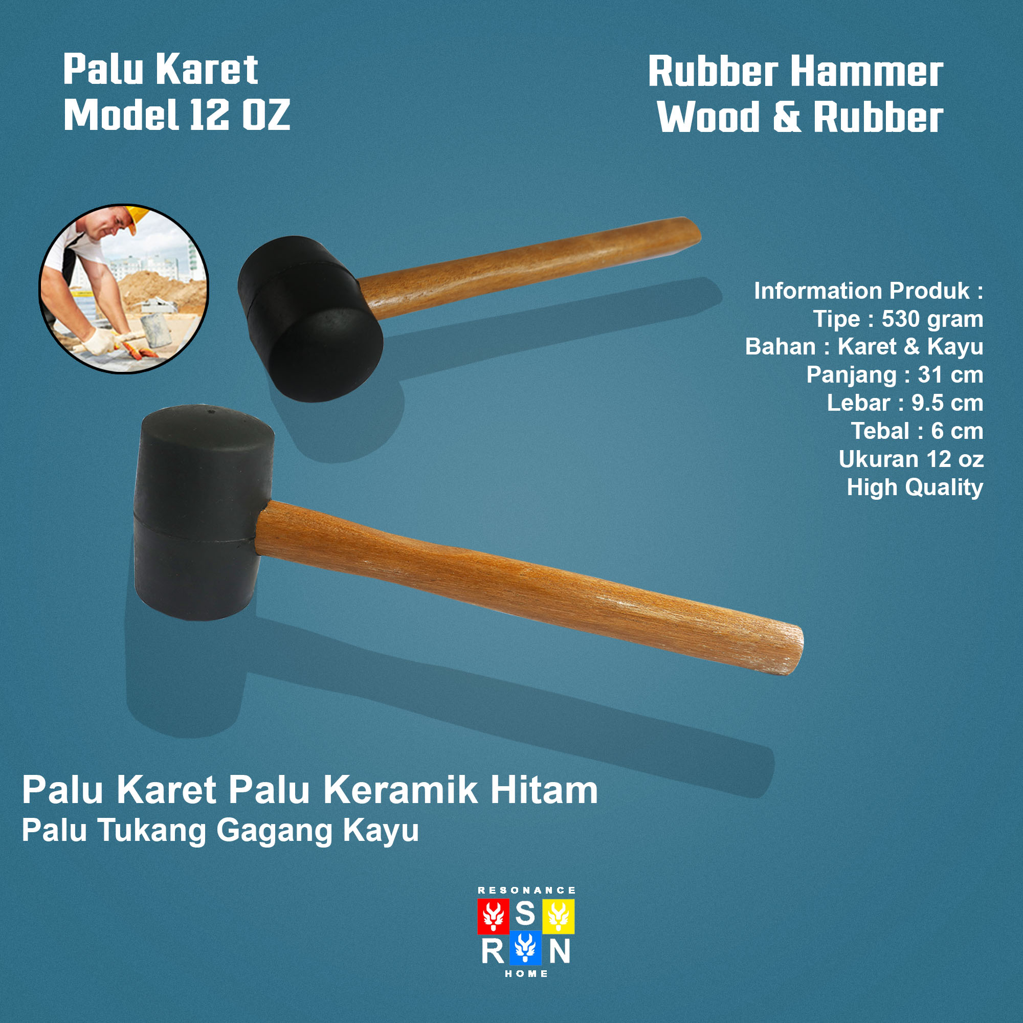 Palu Karet Tanggung 12 Oz Resonance Home