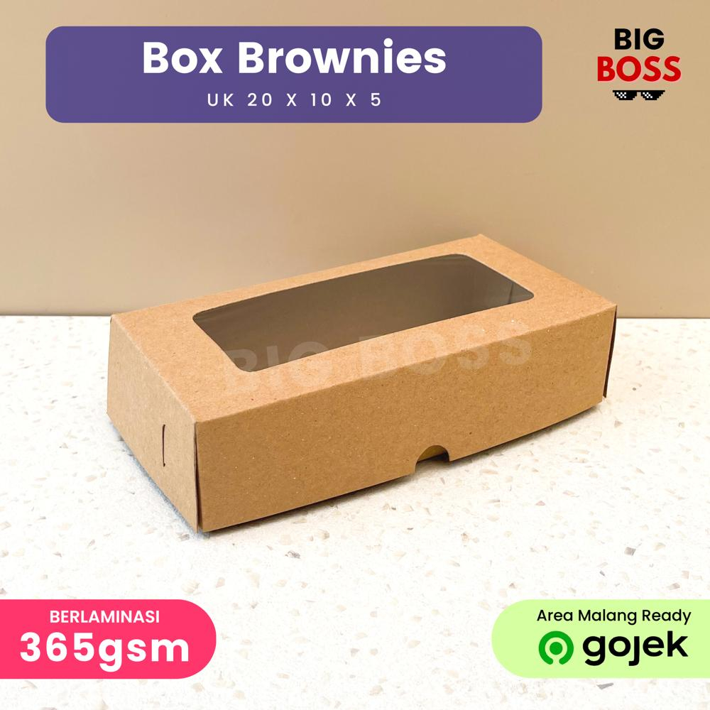 Box Brownies Laminasi / Dus Brownies Kraft / Dus Kue / Kemasan Brownies / Dus Brownis / Box Brownis Jendela / Box Snack