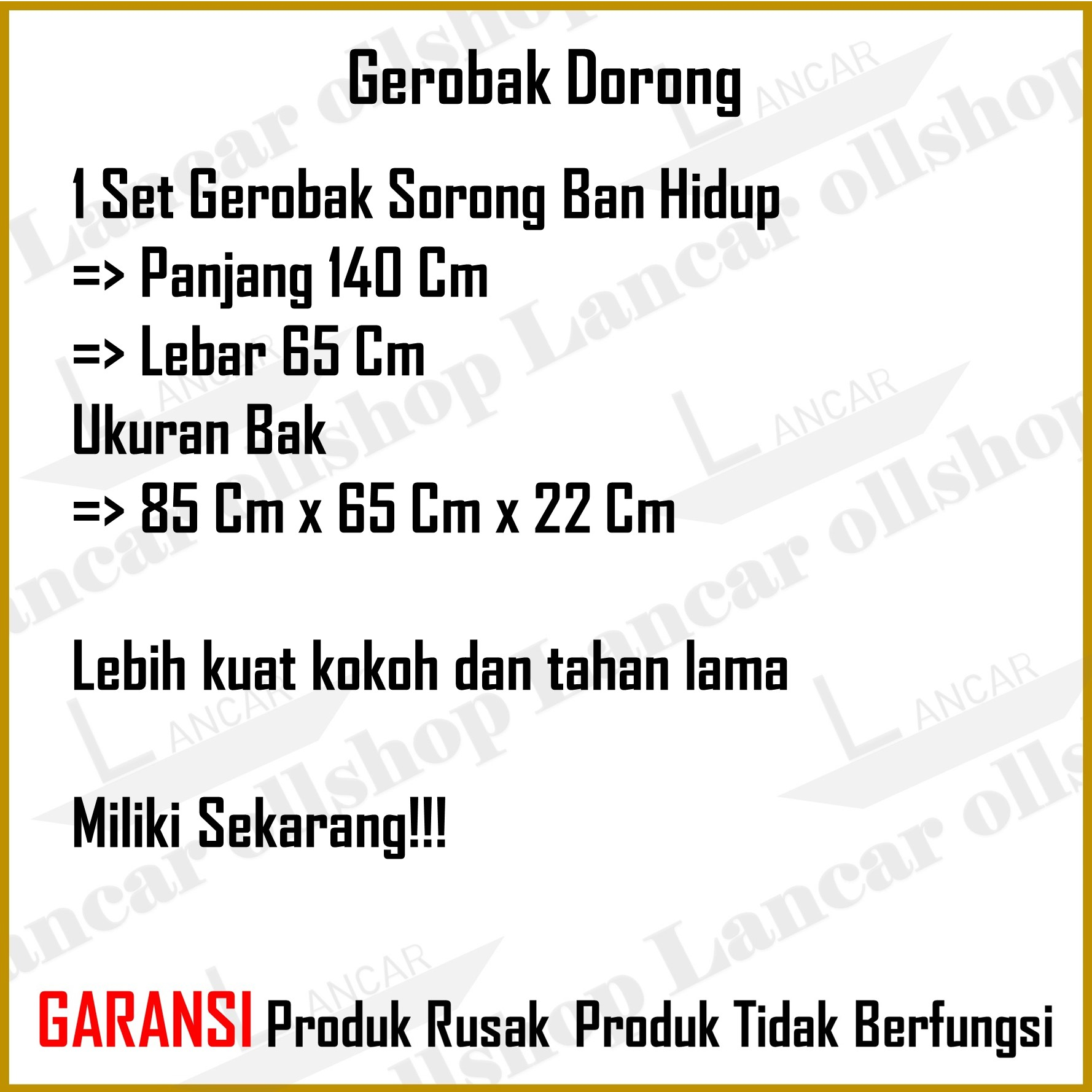 Gerobak Sorong Dorong / Gerobak Pasir Merah / Gerobak Proyek / Kereta Sorong Troli Semen