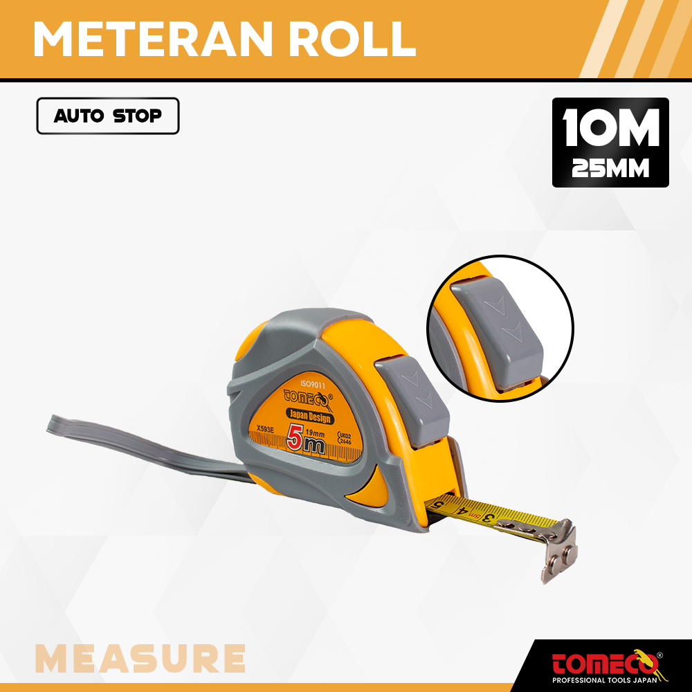 Meteran Roll 10 Meter Auto Stop Tomeco Measuring Tape