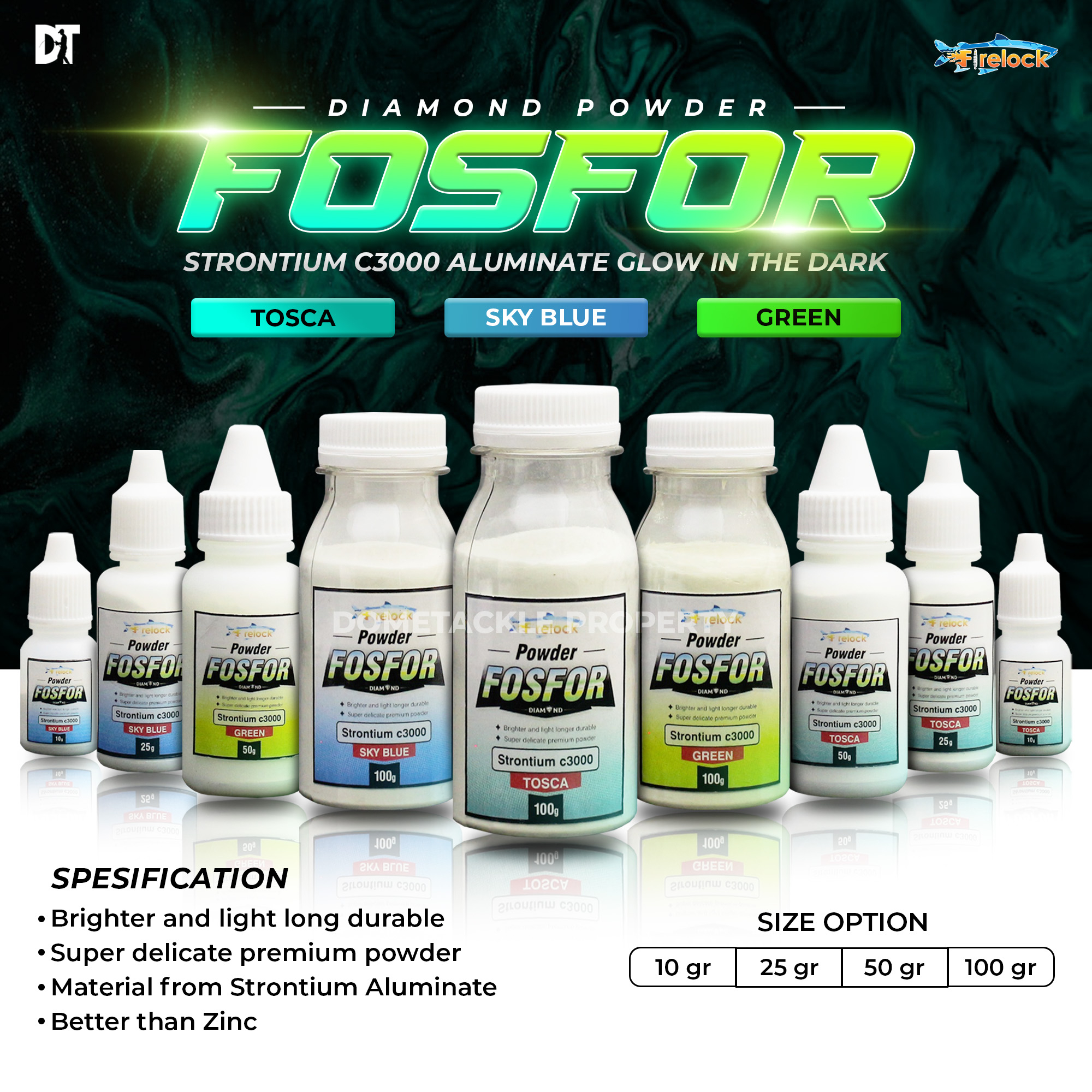 FIRELOCK DIAMOND FOSFOR POWDER | BUBUK POSFOR GLOW IN THE DARK  | 50 100 GRAM | BUBUK GID STRONTIUM 
