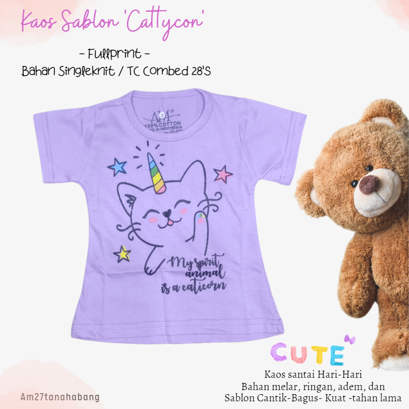 Baju Anak Cewek 3 bulan-10 tahun CATTY CORN- Kaos003Sablon