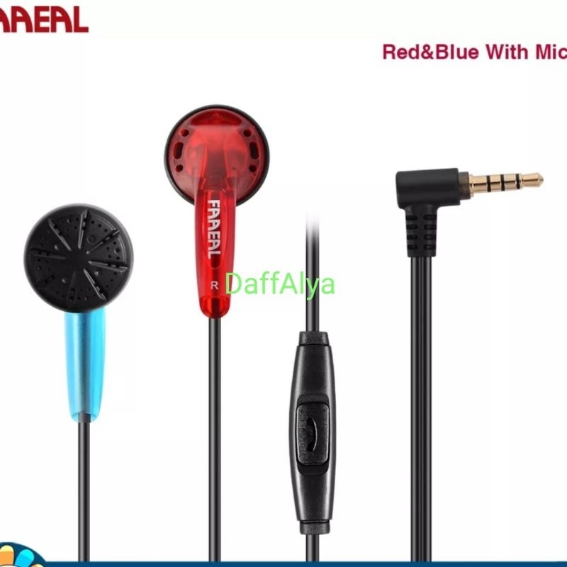 faaeal iris ancestor earbuds earphone red blue with mic