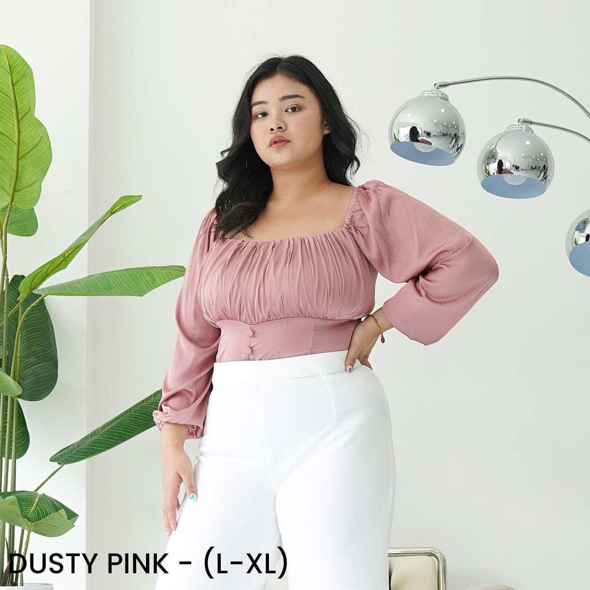 Nuna Blouse Satin Lengan Balon