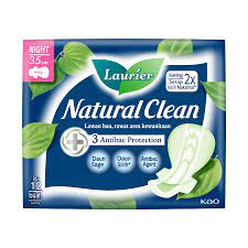 LAURIER NATURAL CLEAN   NIGHT WING   35cm 12pads   Pembalut Wanita Daun Sirih sanitary pad