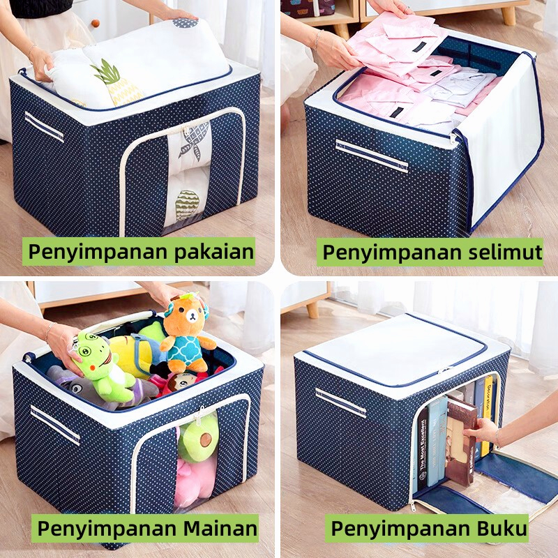 66L-100L-150L Kotak penyimpanan oxford storage box  Pakaian organizer Jumbo Tempat Penyimpanan Multifungsi mainan box storge