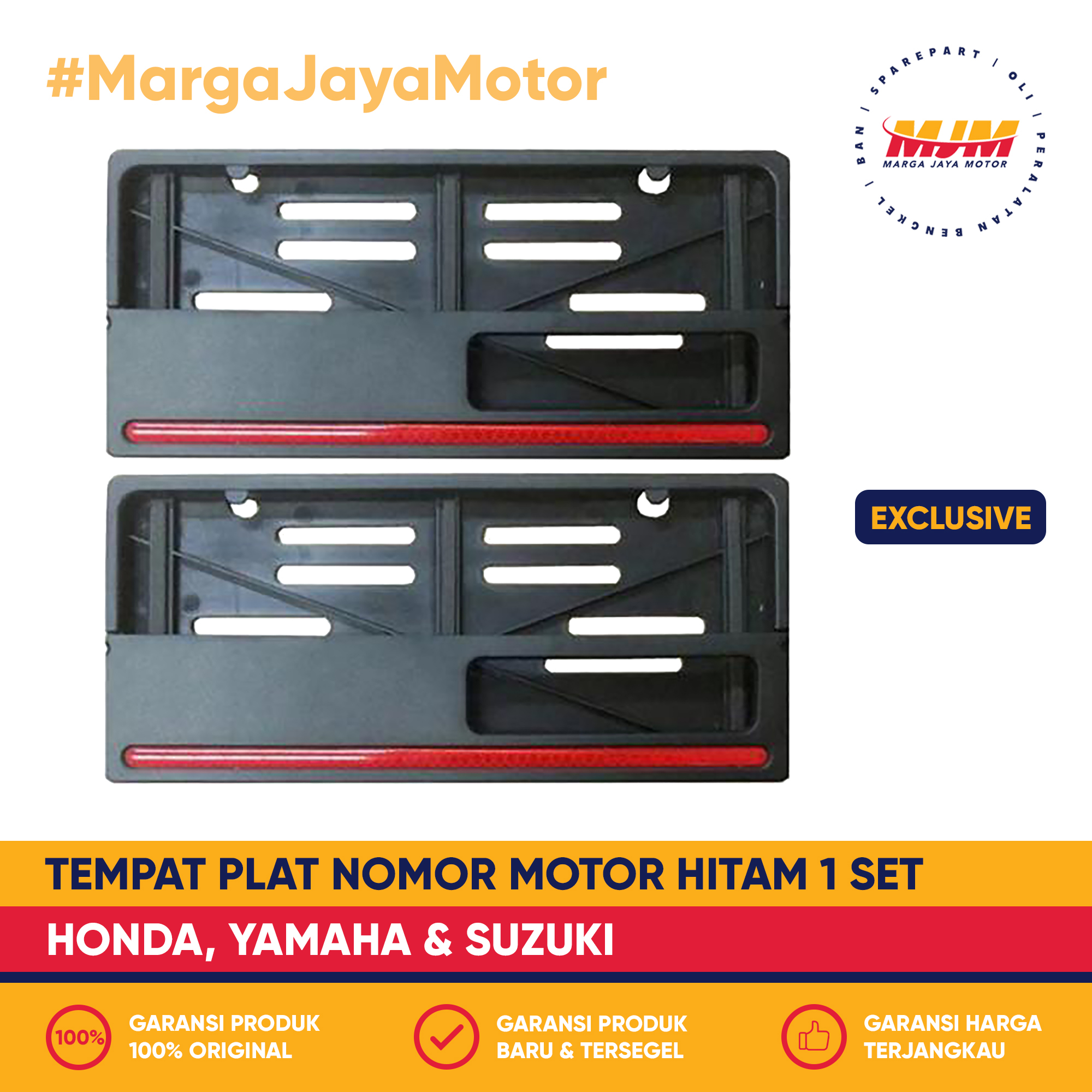 Tempat Plat Nomor Motor Cover Nomor Motor Hitam 1 Set