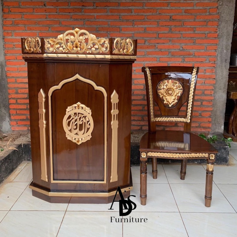 mimbar masjid mimbar + kursi set mimbar podium mimbar