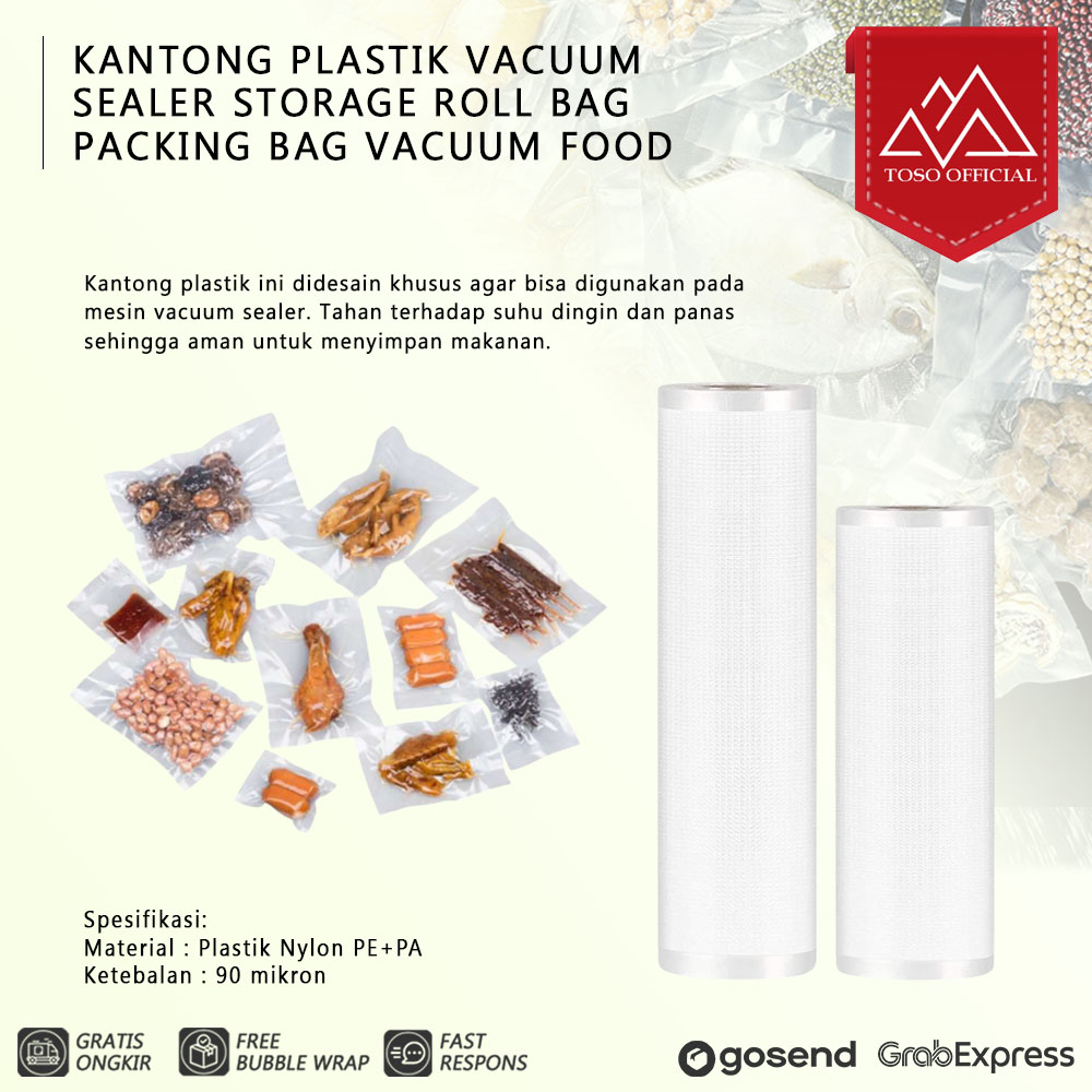 KANTONG PLASTIK VACUUM SEALER STORAGE ROLL BAG PACKING BAG VACUUM FOOD