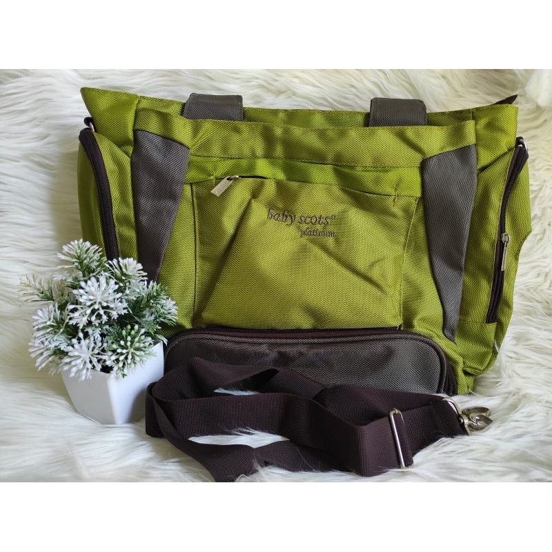 preloved diapers bag merk baby scout platinum like new/ second tas bayi baby scout platinum