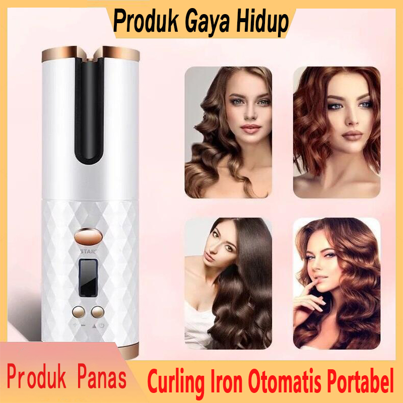 Portable Curling Iron Otomatis USB Wireless Curling Iron Otomatis Perjalanan Portable Malas Curling 