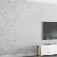 WALLPAPER DINDING MOTIF ZIG ZAG SILVER PREMIUM NEW