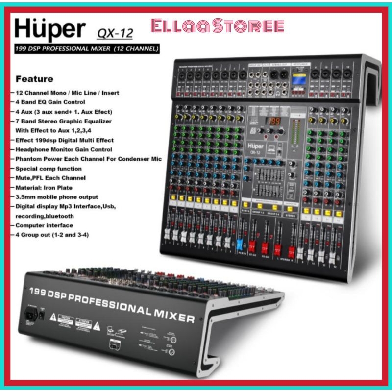 MIXER AUDIO HUPER 12 CHANNEL QX-12 ORIGINAL GARANSI RESMI