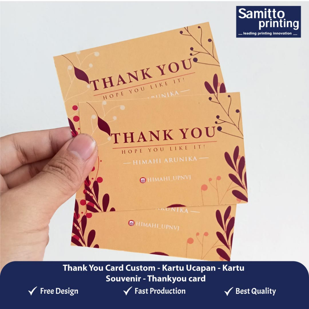 

[BEST SELLER] Thank You Card Custom - Kartu Ucapan - Kartu Souvenir - Thankyou card | 1 Hari Jadi