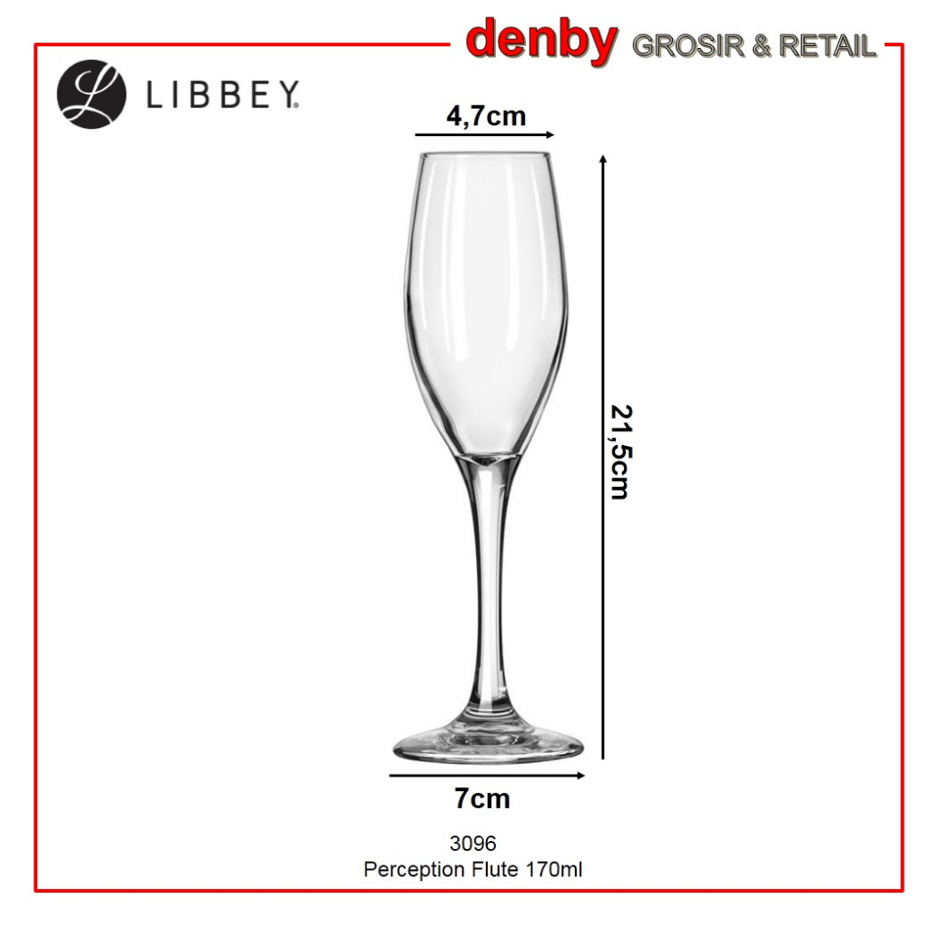 DENBY HOME Libbey Gelas 3096 Perception Flute Wine Beer 170ml