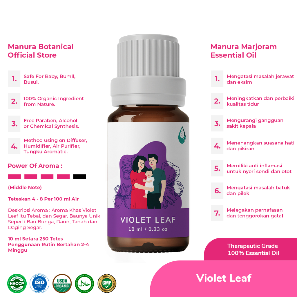 Manura Violet Leaf Minyak Viola Odorata Mesir Therapeutic Grade