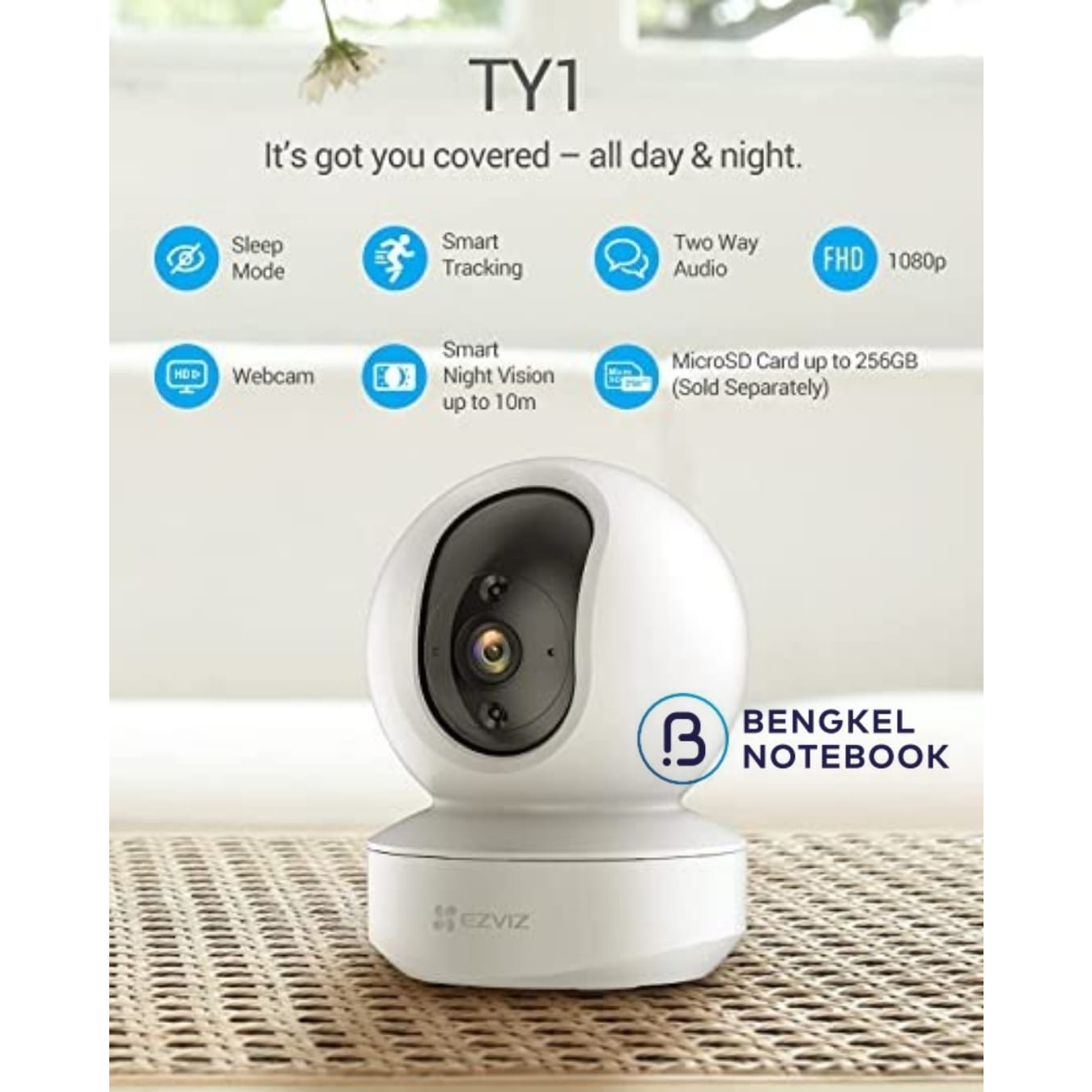 Camera CCTV Wireless EZVIZ TY1 PTZ 360 1080P