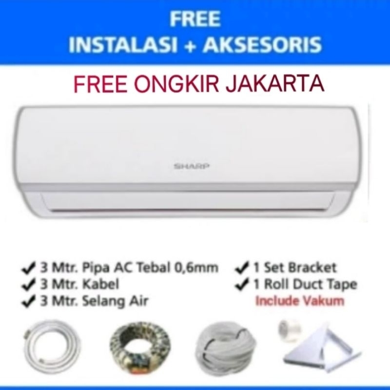 +PASANG PROMO AC SHARP 1/2 PK AH-A5BEY NON LED BARU R32 360 WATT BEST SELLER