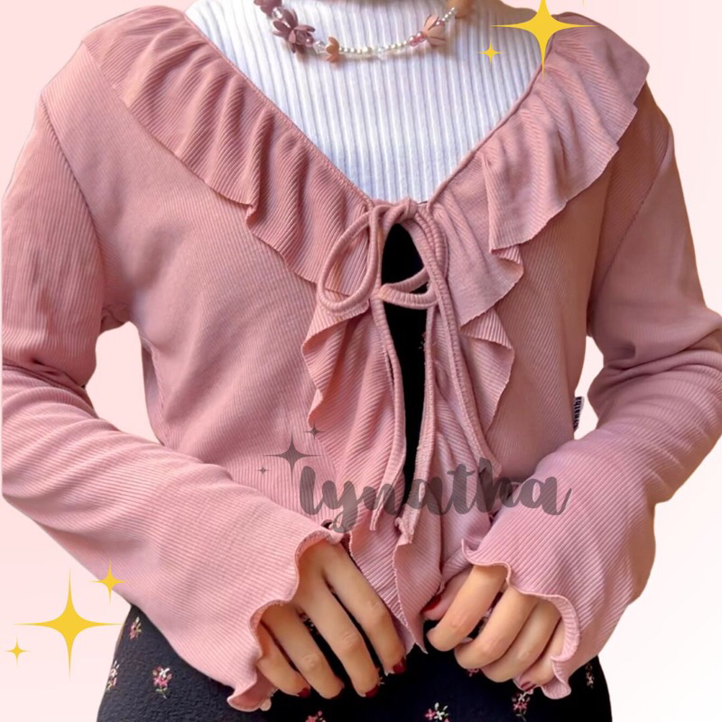 LYNATHA // RUFFLE CROP CARDIGAN