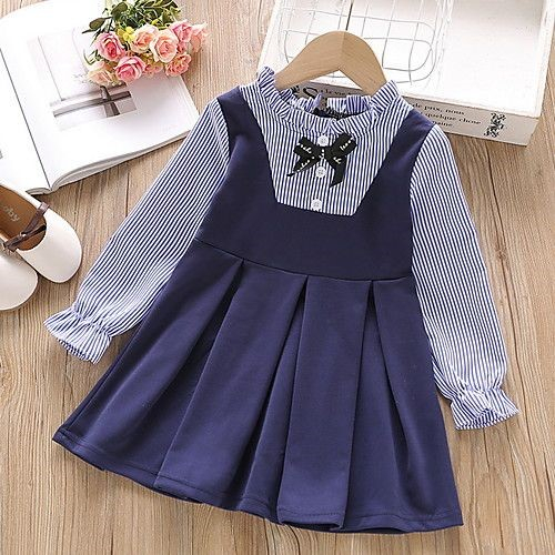 PAKAIAN ANAK PEREMPUAN/DRESS ANAK PEREMPUAN/DRESS KOMBINASI SALUR/DRESS ANAK TERBARU/UNTUK USIA1-5TAHUN/BISA COD