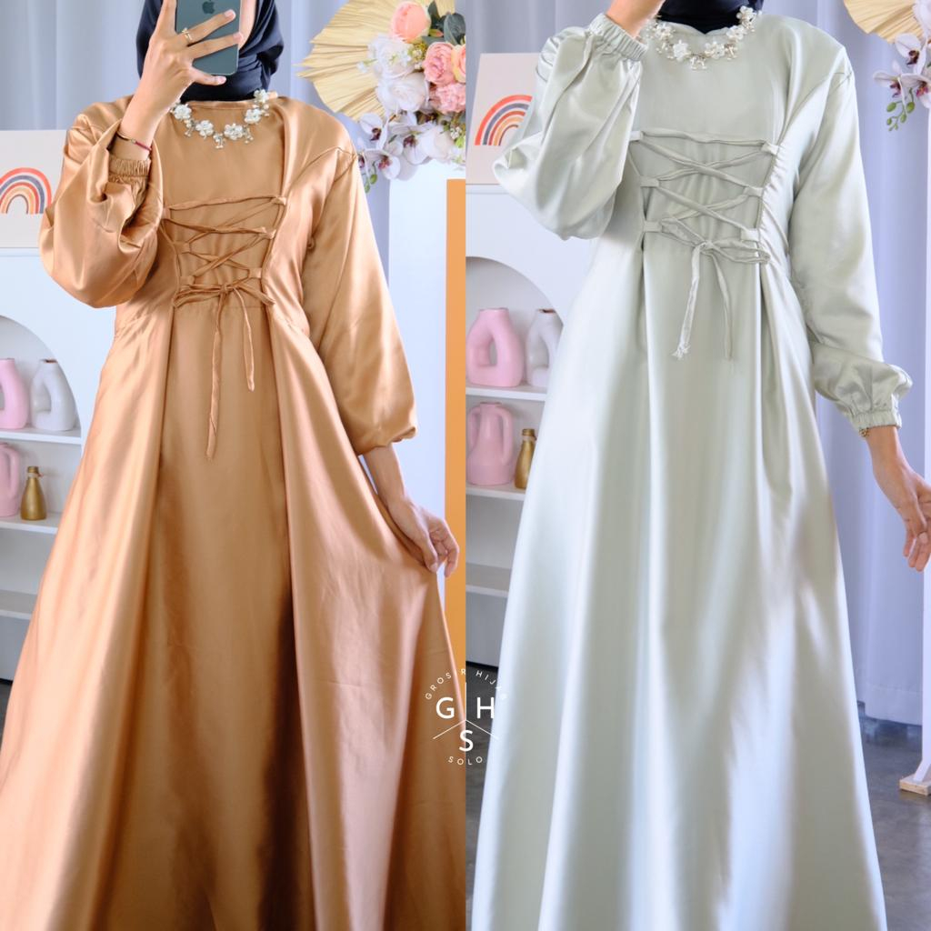 (AMD) GAMIS MITHA TALI DRESS OVERSIZE ATASAN WANITA SATIN SILK