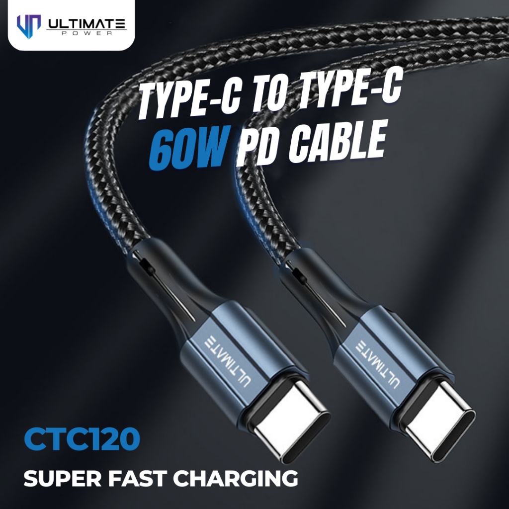 Kabel Data Type C / Usb C to Type C Ultimate Power PD Cable 60W 120CM Original100%