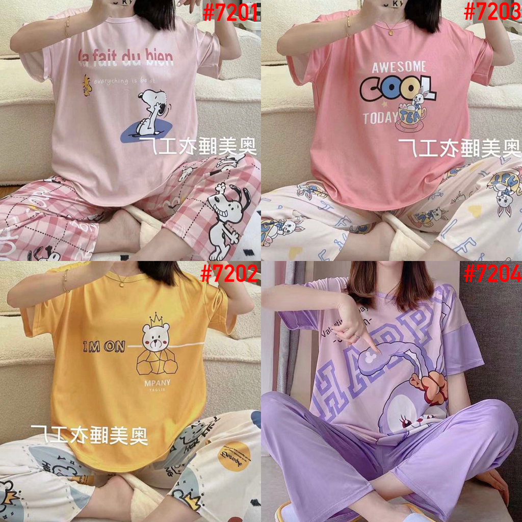 Piyama Korea CP Import Baju Tidur Wanita Umisuka Piama Karakter Spandek Setelan Lengan Pendek KKUM JALJA