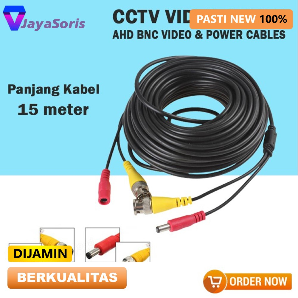 KABEL CCTV 10 METER OUTDOOR PLUS POWER BNC PERLENGKAPAN AKSESORIS CCTV VIDEO PLUG AND PLAY PANJANG JS27