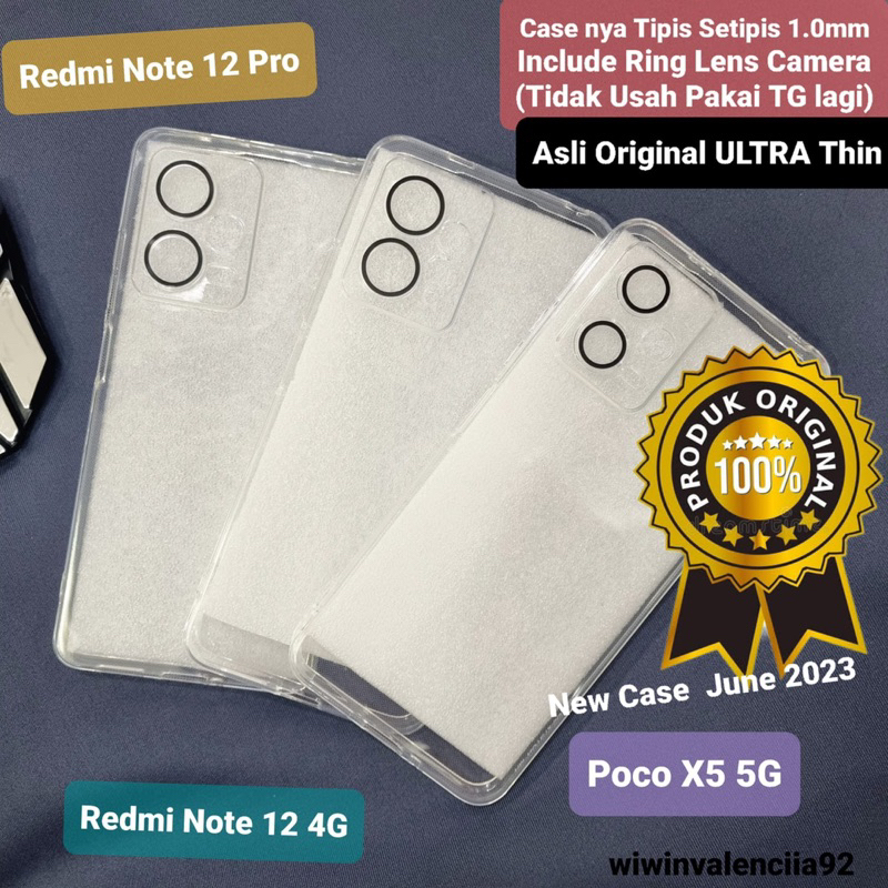 2023 Softcase ULTRA Thin + Ring Camera For Xiaomi Redmi Note 12 4G / Note 12PRO/ POCO X5 5G Soft case Original Bening Clear Glossy Bahan Tipis Tapi Presisi dan Bagus Terus Murah Juga Sofcase Sekali 4G 5G Plus FE Galaxy ORI PRO Note12 POCOX5 Mi