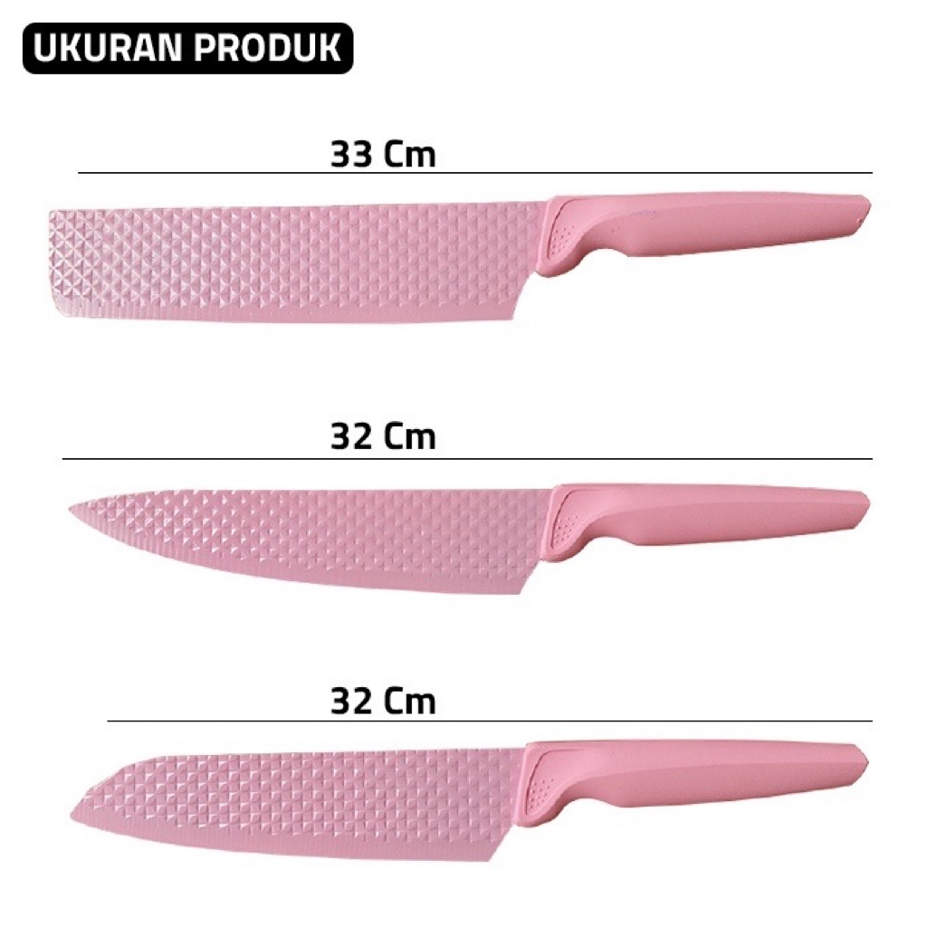 Pisau Dapur Diamond Set (6 in 1) 1526 - Pink Diamond Knife Set