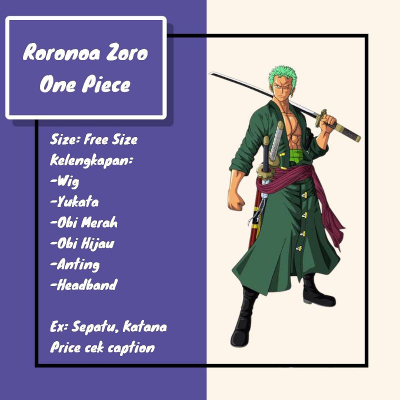Rental Costum Zoro (One piece)