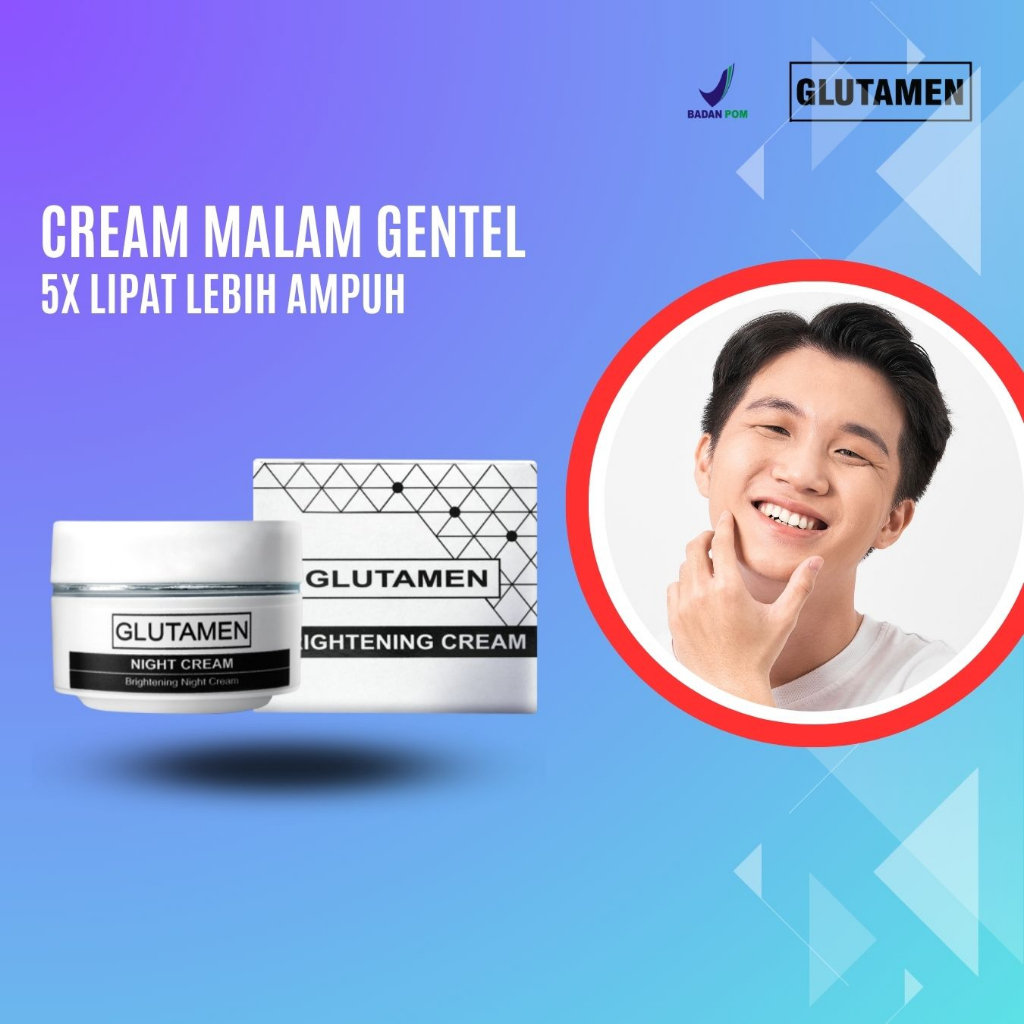 Night Cream Glutamen BPOM AMPUH Krim Pemutih Wajah Penghilang jerawat pria permanen ASLI Original Ob