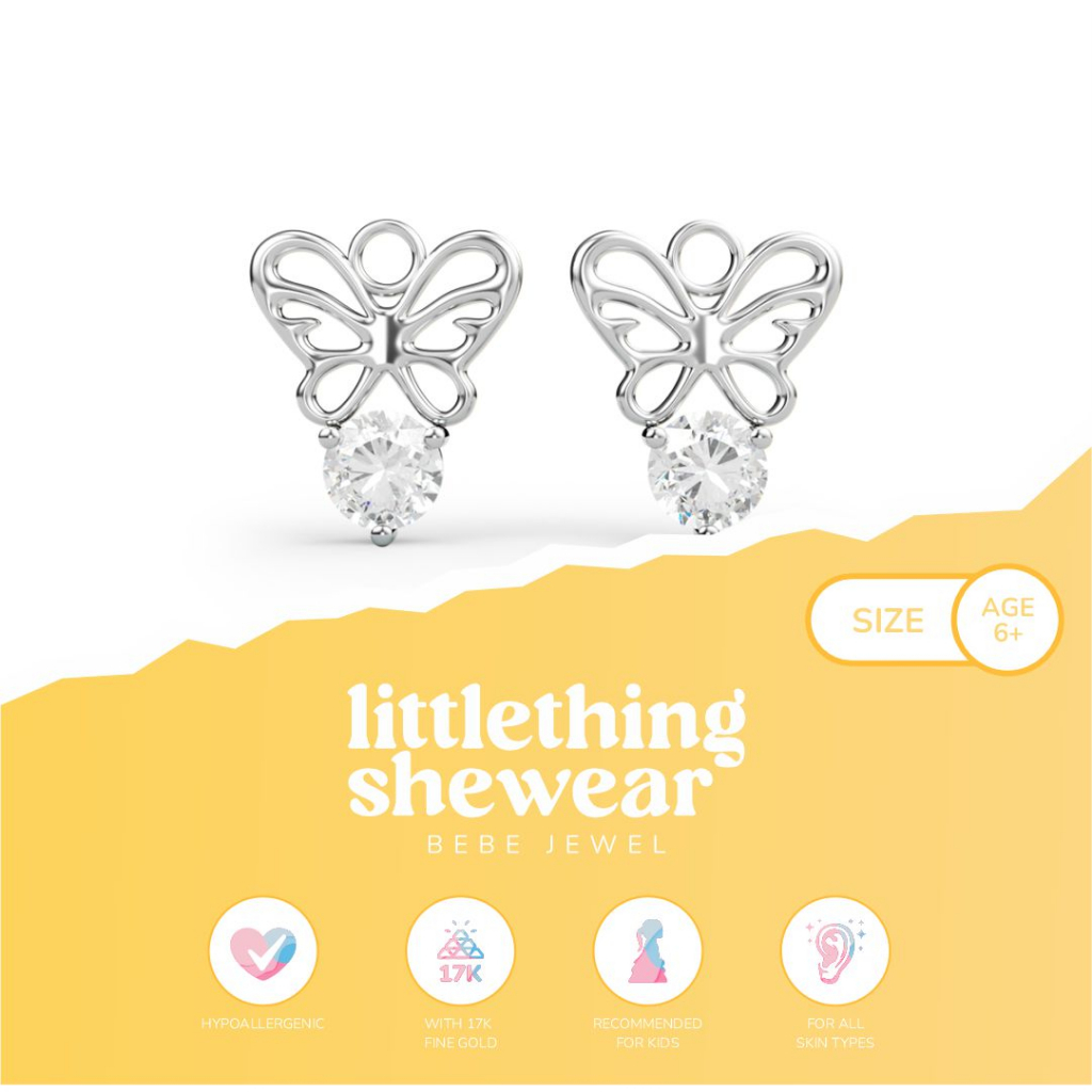 Littlethingshewear Liontin Loop Hoop Butterfly- 17k Anti Karat Anti Alergi Aman dan Nyaman Emas Asli