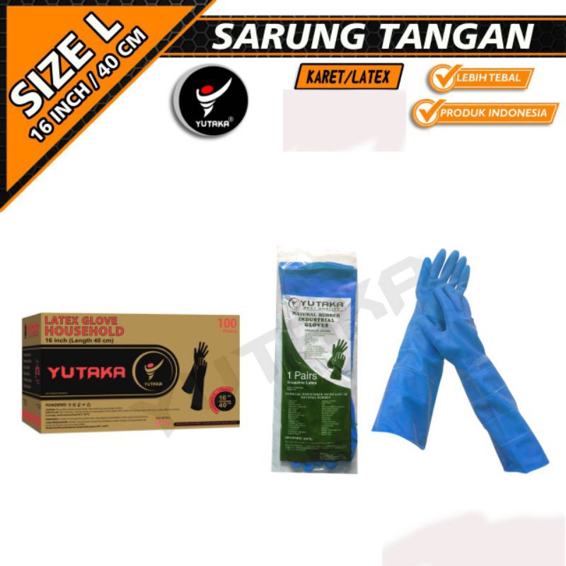 SARUNG TANGAN KARET 16 INCH warna biru muda/SARUNG TANGAN KARET cuci piring