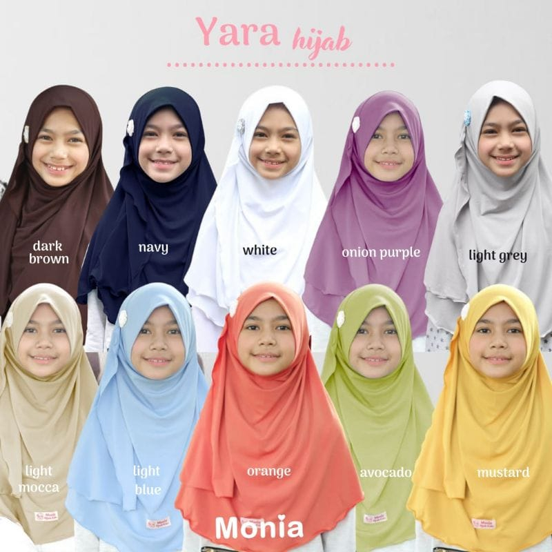 Jilbab anak instant Yara Hijab By Monia Size M 3-5 tahun | Jilbab anak sekolah | Kerudung anak putih