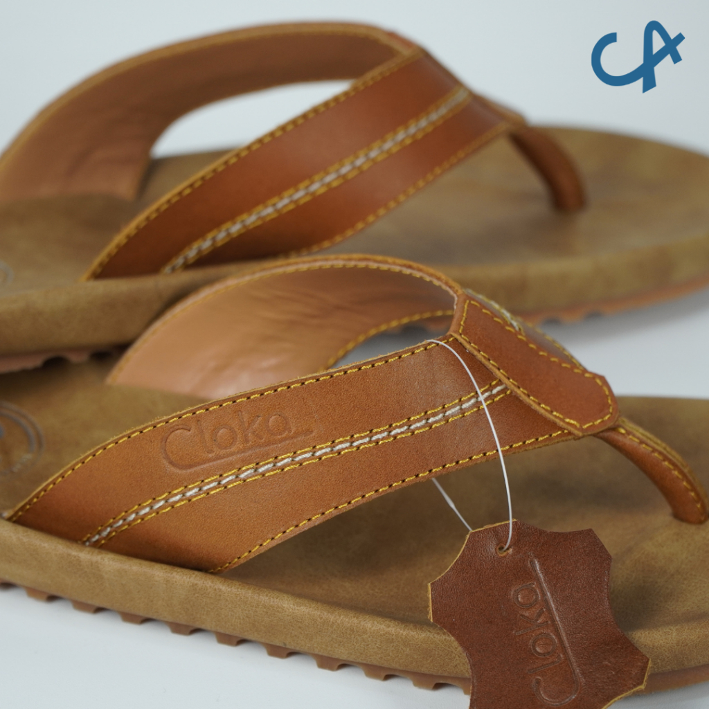 Sandal Jepit Pria Cloka Kulit Sapi Sendal Cowok Genuine Leather Anti Slip - Pavard