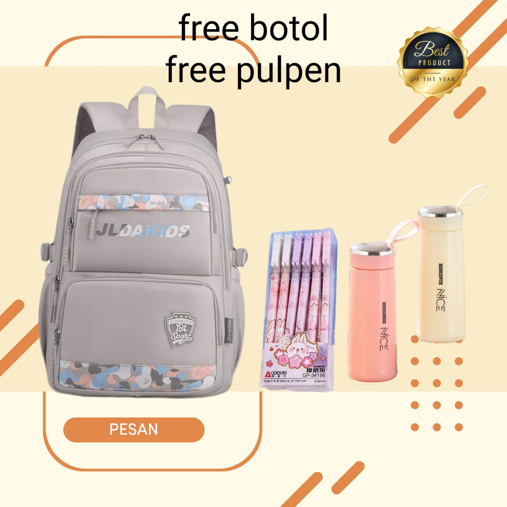 Peonia JLDKIDS Water Resistant Ransel Korea Tas Wanita Punggung Import Kantor Kerja Sekolah Kuliah Outdoor Trendy Fashion FREE BOTOL