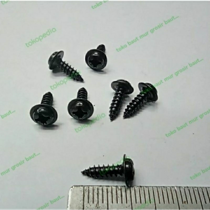 (2.000 pcs) Sekrup 3×10 Sekrup ph fh ts at ab Hitam speaker